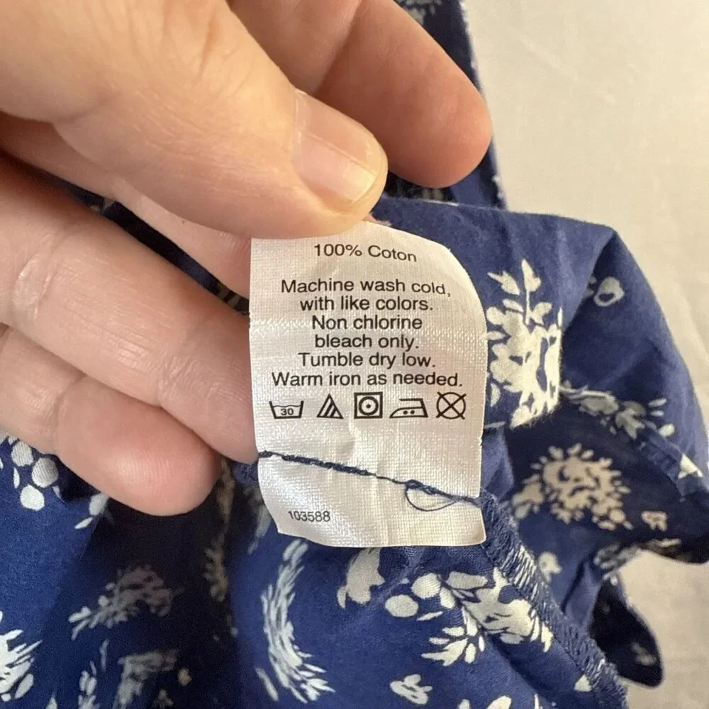 J. Crew Blue Floral Blouse Size XL Preowned - Picture 8 of 15